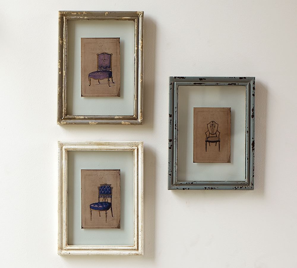 Framed Vintage Chair Prints, Set of 3