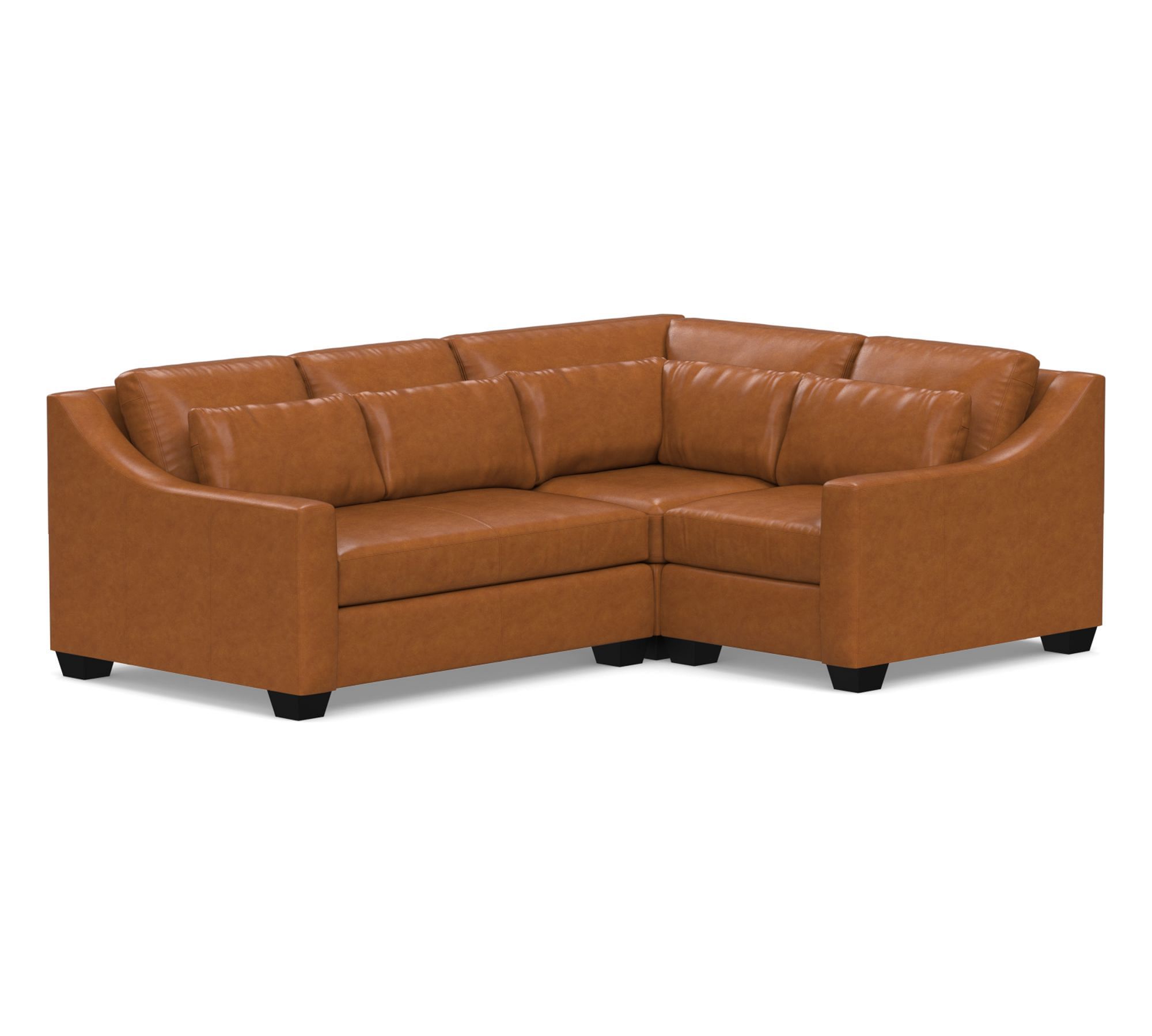 York Slope Arm Deep Seat Leather 3-Piece Sectional (100")