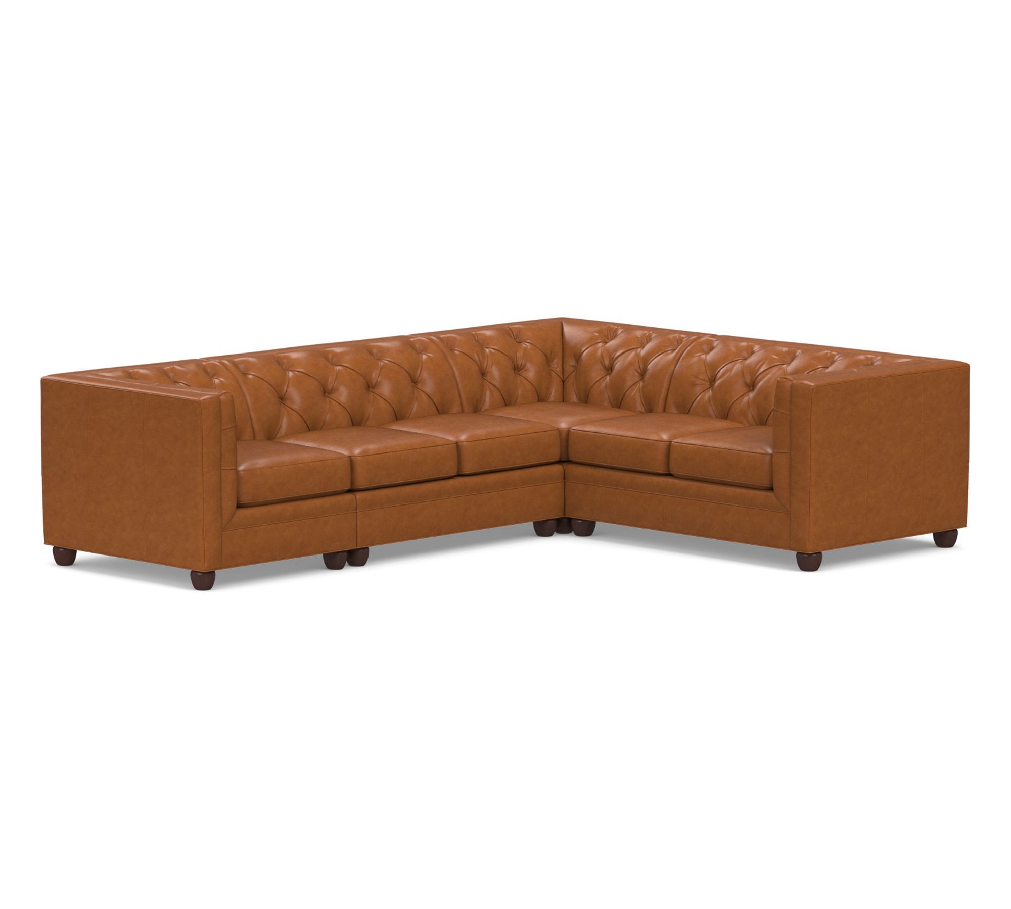 Chesterfield Square Arm Leather 4-Piece Sectional (118")