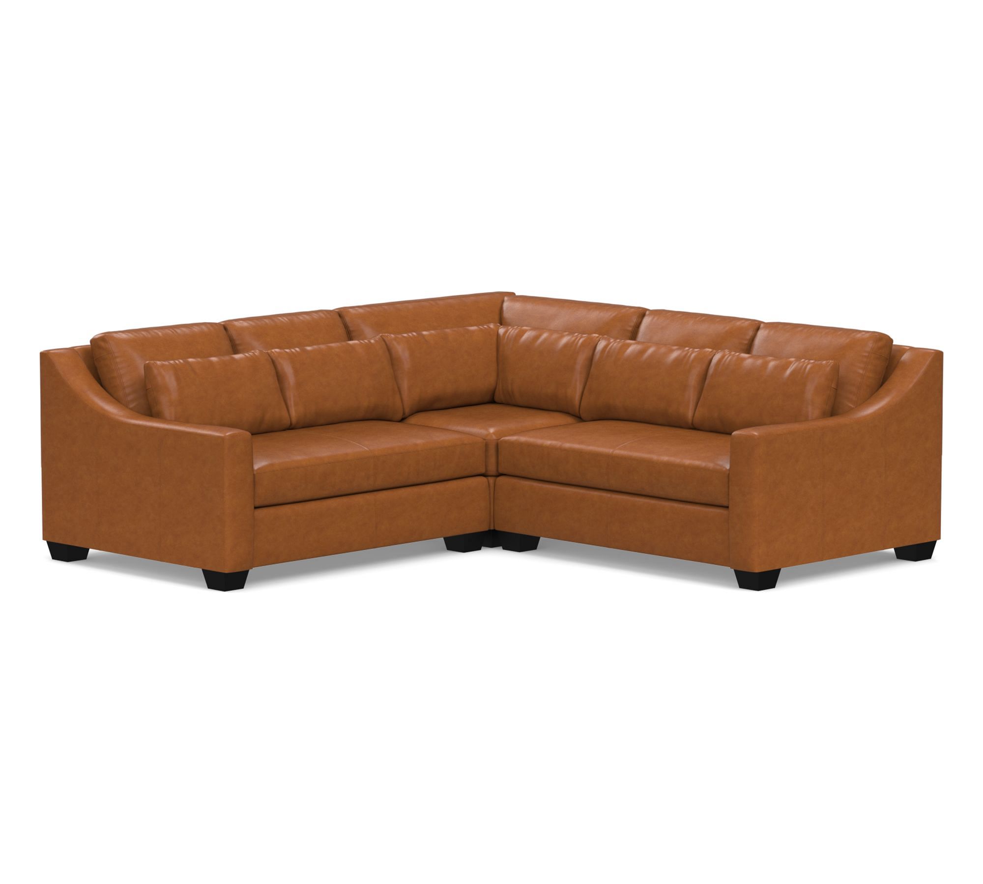 York Slope Arm Deep Seat Leather 3-Piece L-Shaped Sectional (100")