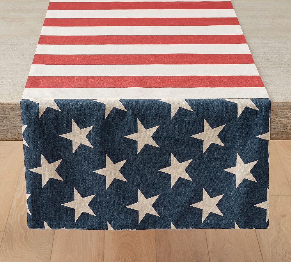 American Flag Cotton/Linen Table Runner