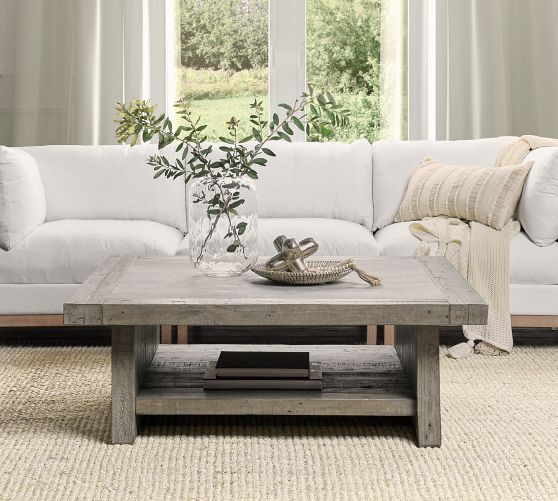 Edin Reclaimed Wood Coffee Table with Shelf (50") | Pottery Barn
