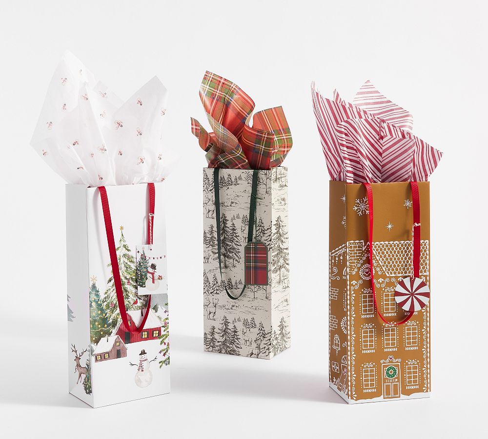 Holiday Wine Bags - Set of 3