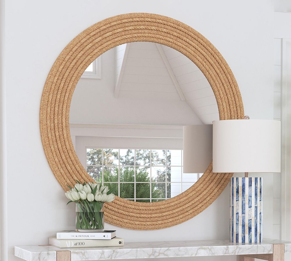 Rae Handcrafted 48&quot; Round Rope Mirror
