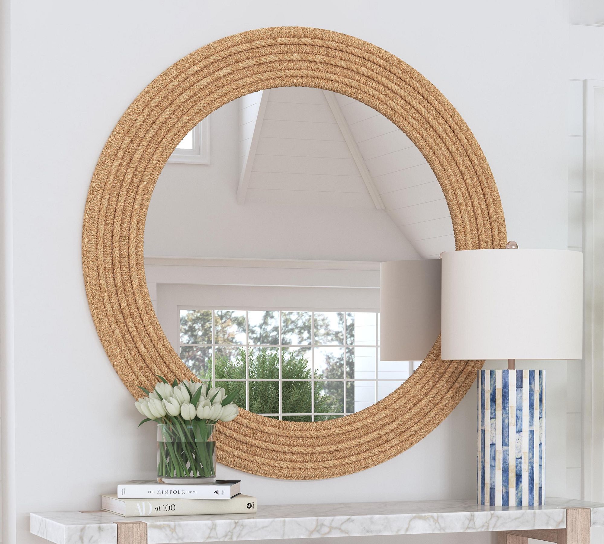 Rae Handcrafted 48" Round Rope Mirror