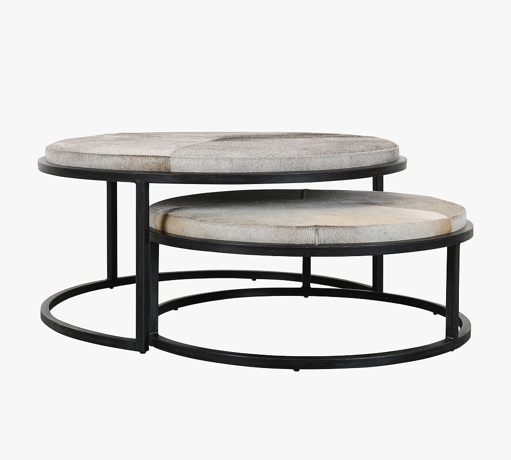 Veka Round Hair on Hide Nesting Coffee Tables (34&quot;)