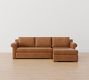 Shasta Roll Arm Leather Chaise Sectional (99&quot;&ndash;122&quot;)