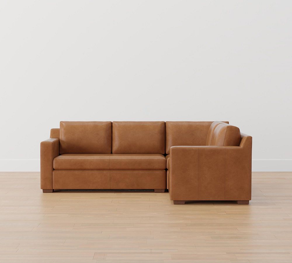 Shasta Square Arm Leather 3-Piece Sectional