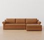 Shasta Roll Arm Leather Chaise Sectional (99&quot;&ndash;122&quot;)