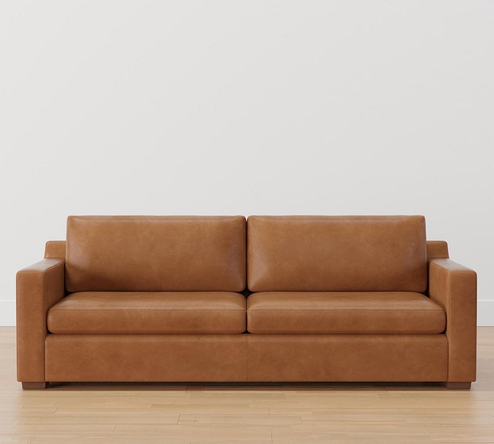 Shasta Square Arm Leather Sofa (68&quot;&ndash;95&quot;)