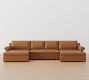 Shasta Roll Arm Leather Double Chaise Sectional (126&quot;&ndash;148&quot;)