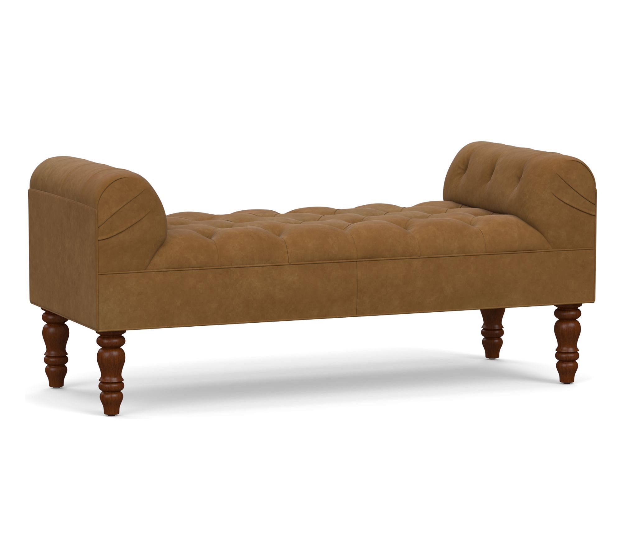 Lorraine Tufted Leather Bench (55.5")