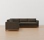 Jake Leather Brindle Wood Base 3-Piece L-Shaped Sectional (111&quot;)