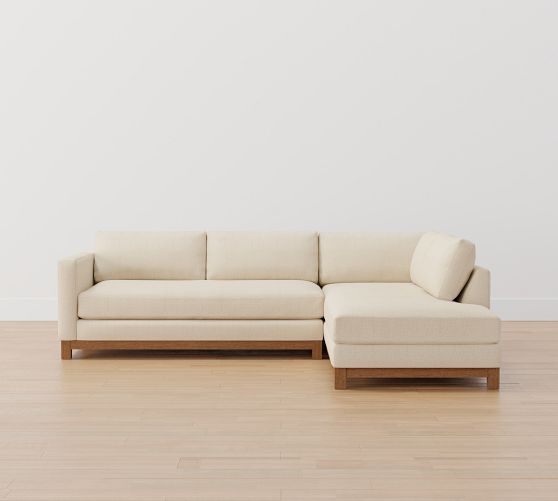 Jake Upholstered Return Bumper Sectional with Brindle Wood Base