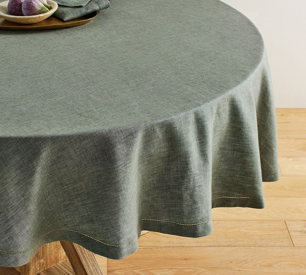 Belgian Linen Round Tablecloth (Dark Forest)