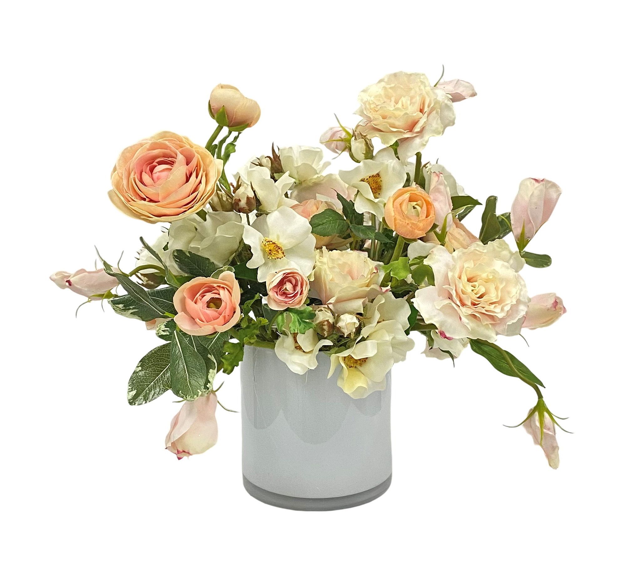 Faux Floral Mix In Cylinder Vase