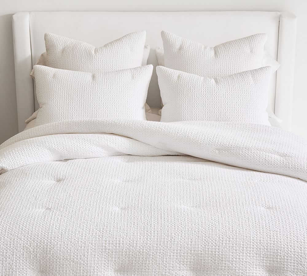 Vintage Washed Cotton Linen Comforter & Shams- Queen (White)