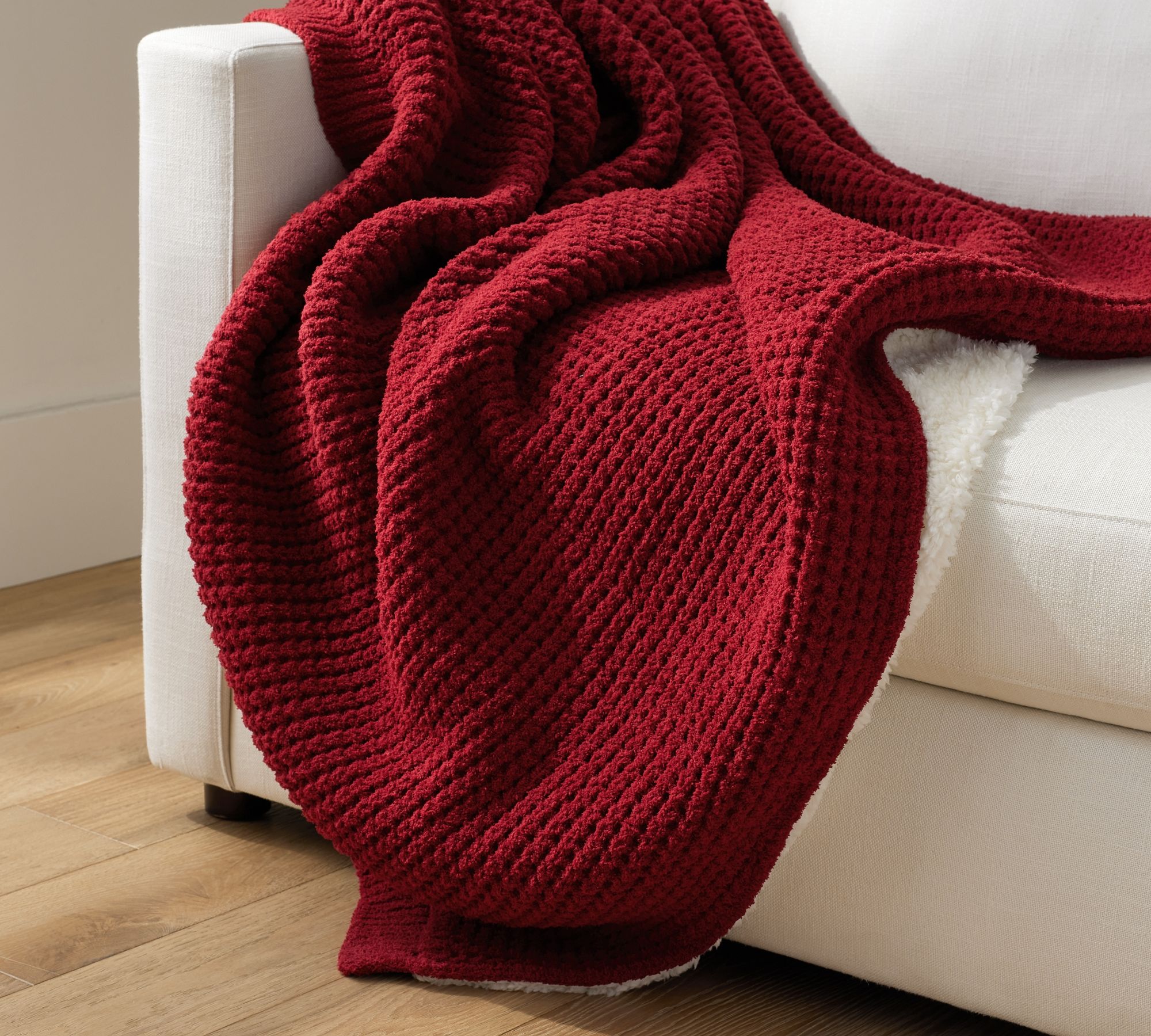 Chenille Waffle Sherpa Back Throw