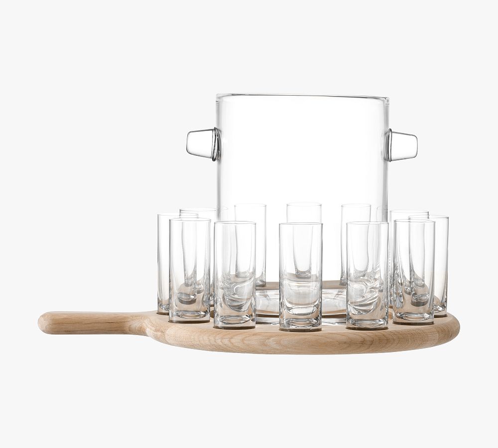Party Paddle 12 Shot Glass Set with Ice Bucket