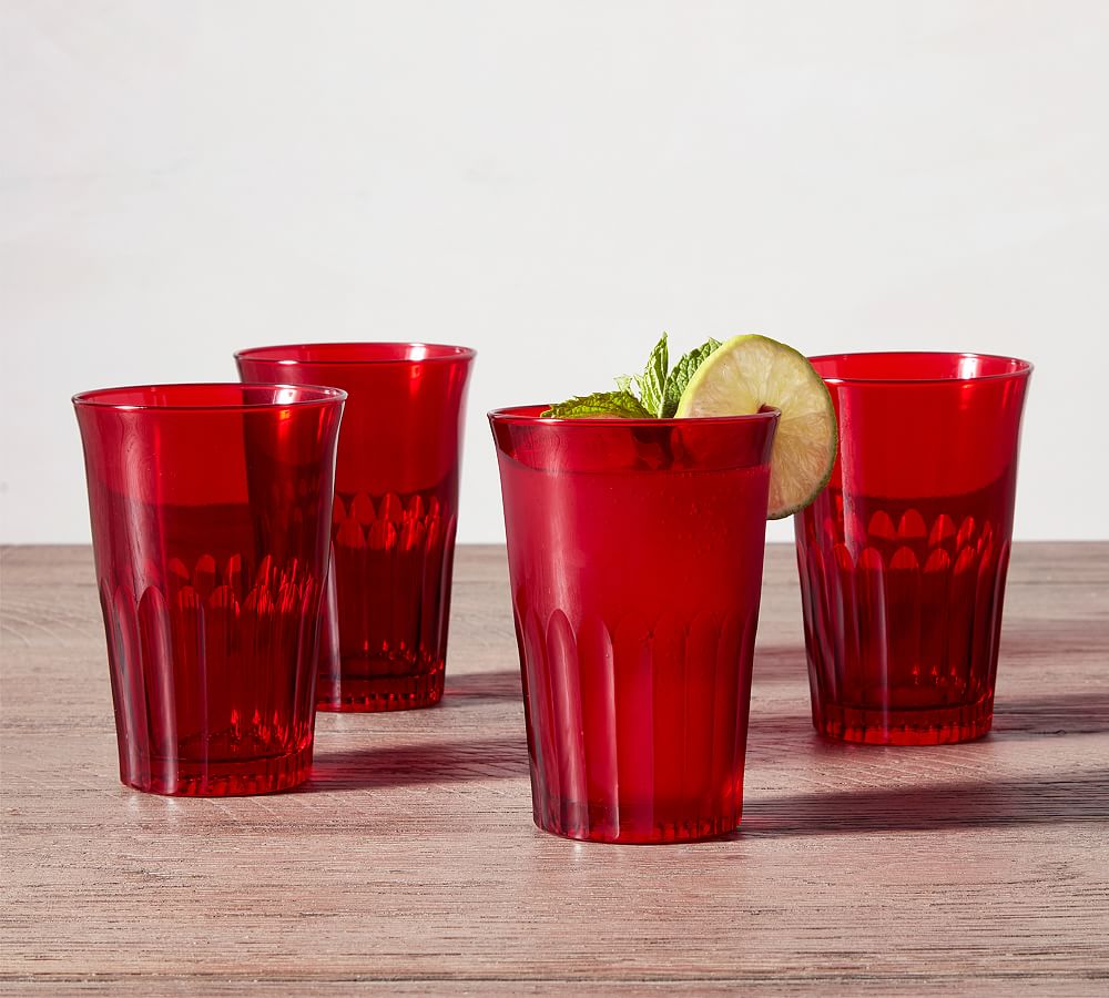 Sutton Glass Tumblers, Set of 4 - Red