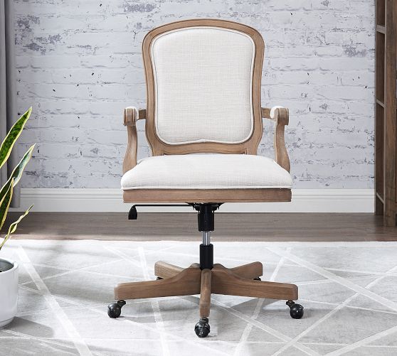 Izzy Upholstered Swivel Desk Chair | Pottery Barn