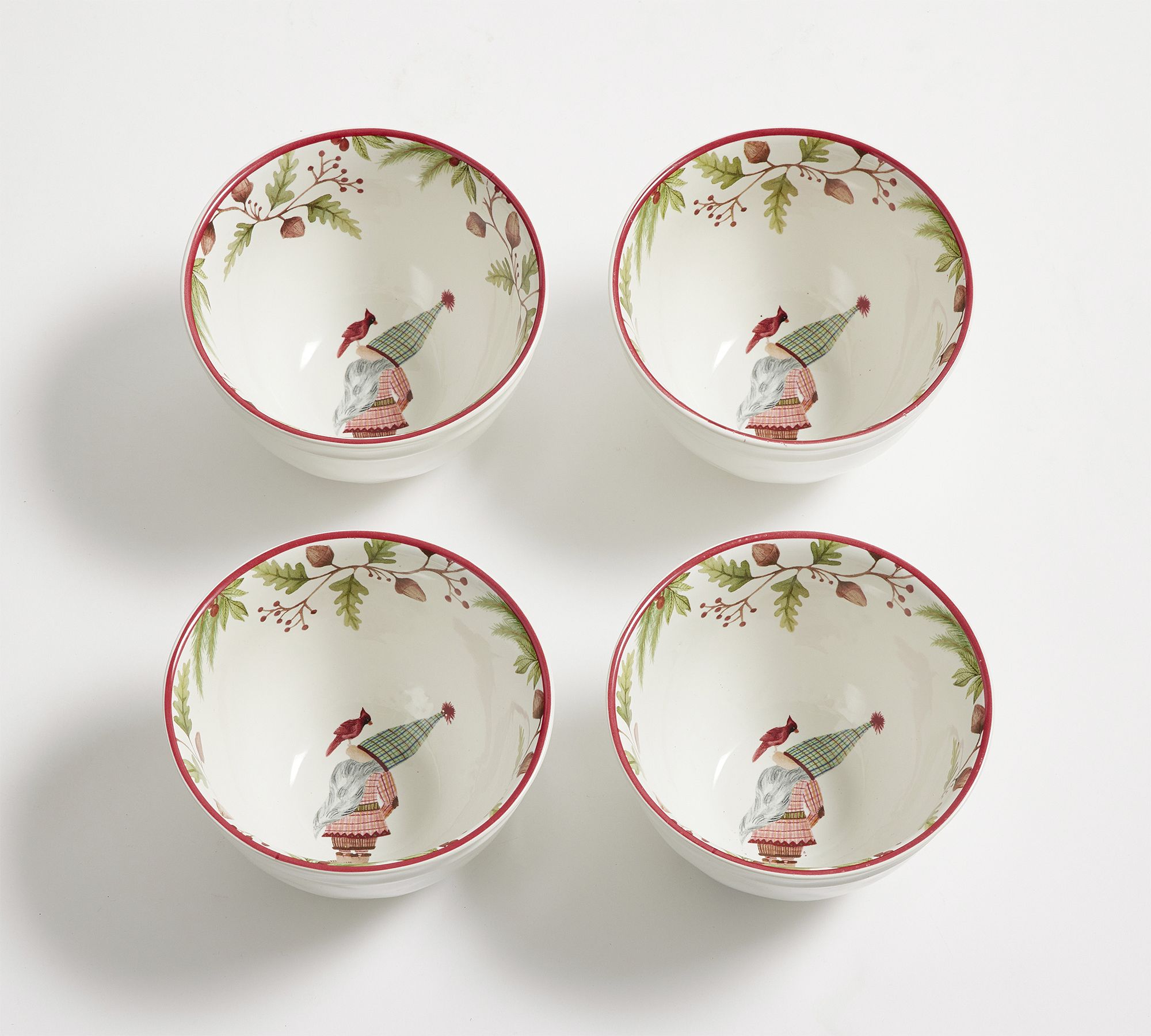 Forest Gnome Stoneware Cereal Bowls - Set of 4