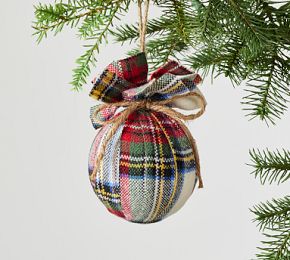 Stewart Plaid Ball Ornament | Pottery Barn