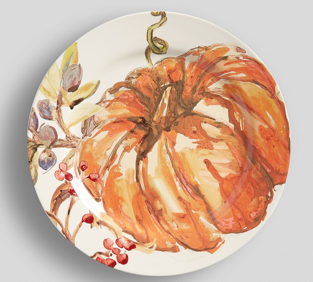 Harvest Pumpkin Stoneware Dinner Plates - Set of 4