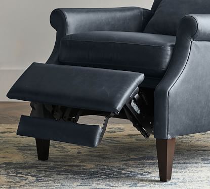 Champlain Roll Arm Leather Wingback Recliner Pottery Barn