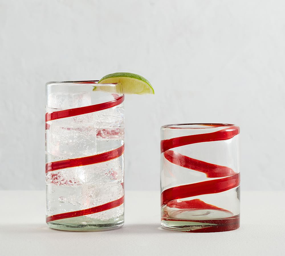 Red Ribbon Handcrafted Recycled Drinking Glasses