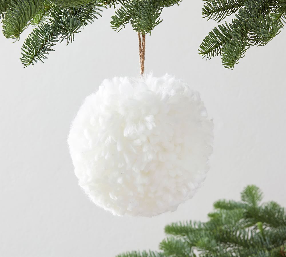 Fuzzy White Ball Ornament
