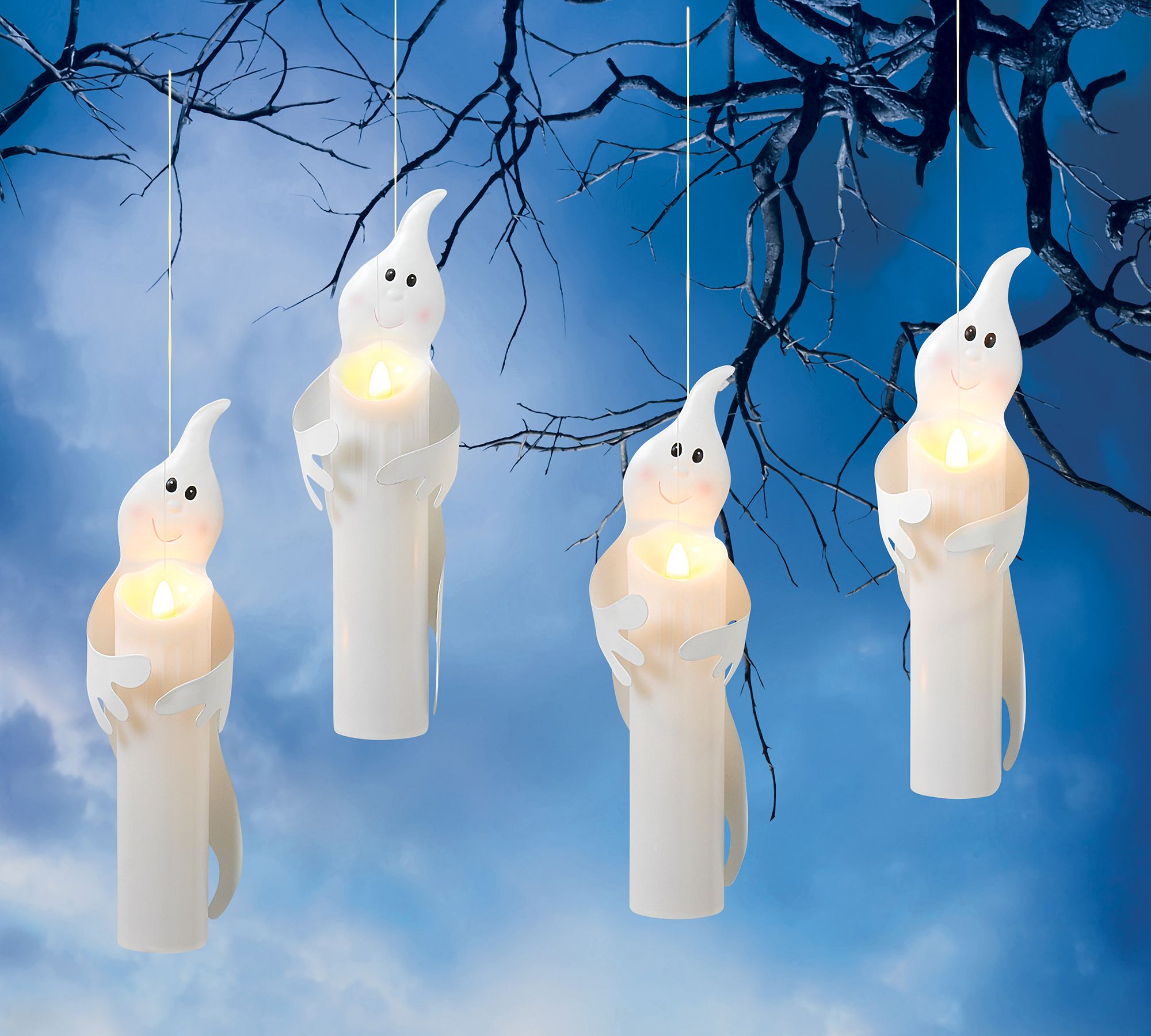 Hanging Ghosts LED String Lights - Set Of 4