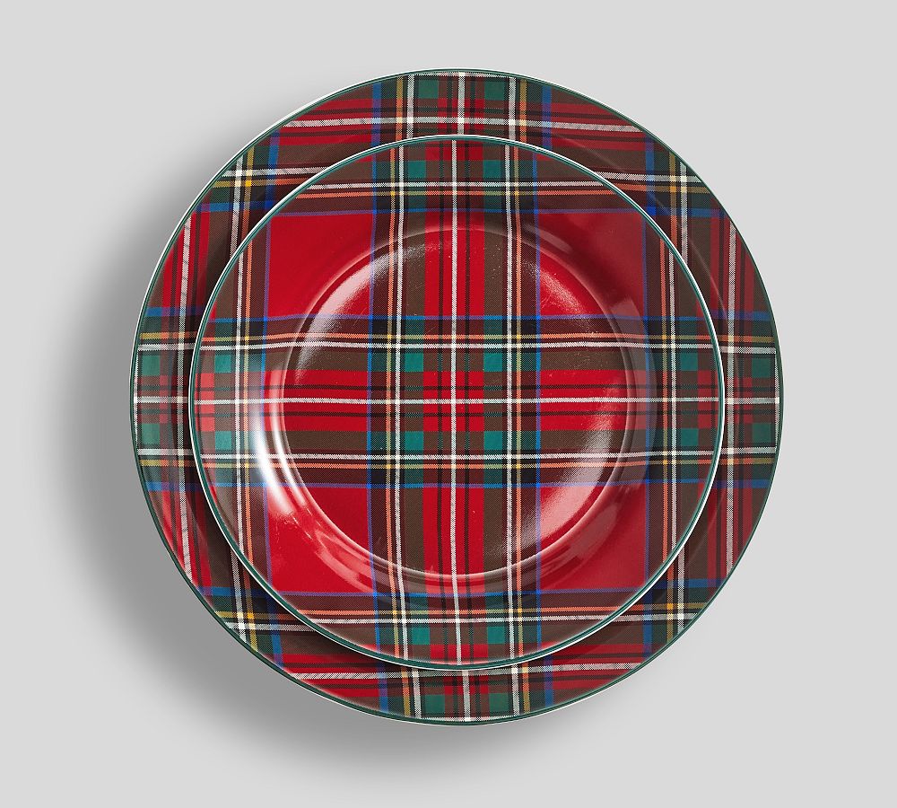 Stewart Plaid 8-Piece Dinnerware Set | Pottery Barn