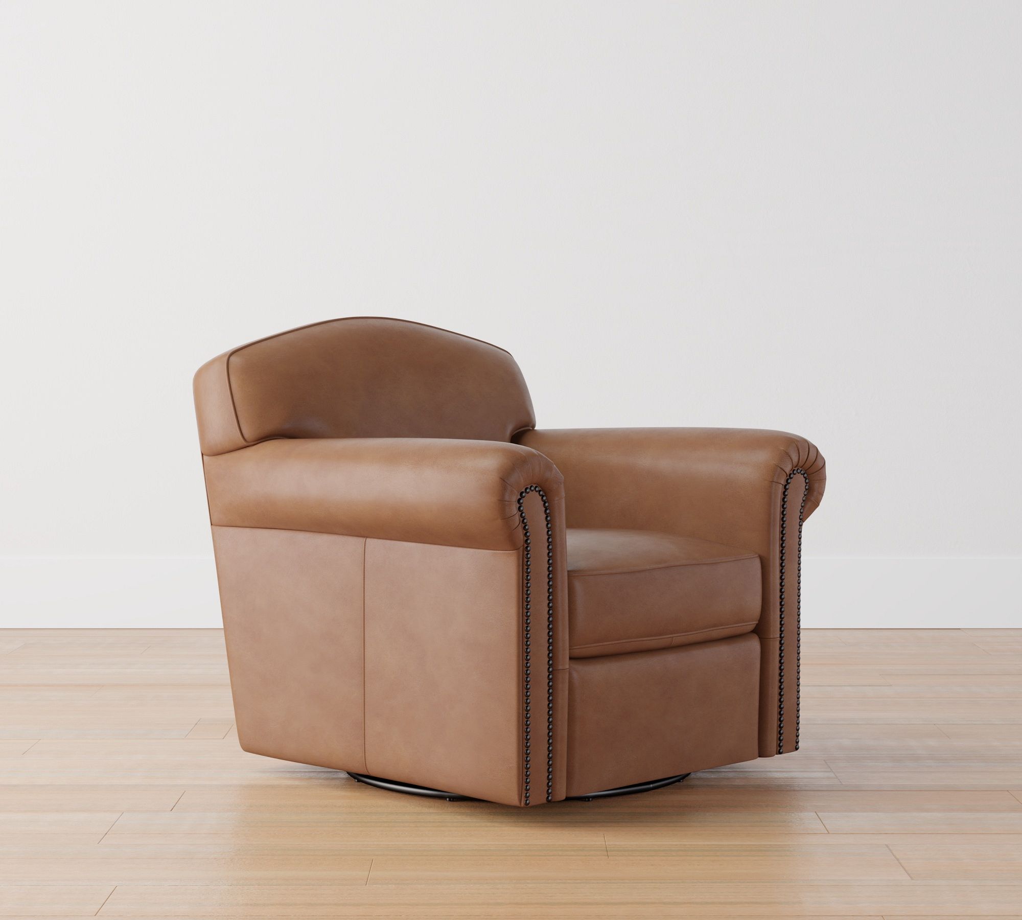 Harrington Roll Arm Leather Swivel Chair