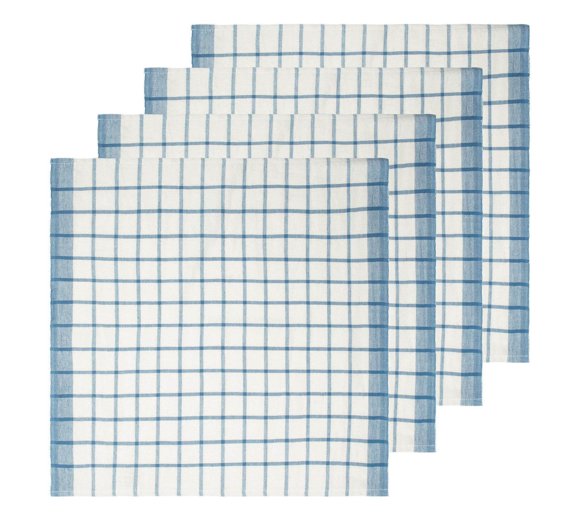 Windowpane Block Print Cotton Napkins - Set of 4