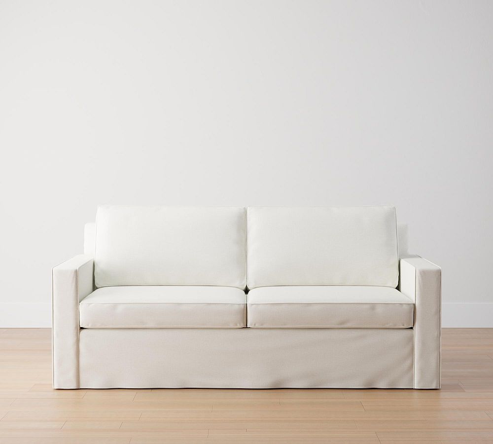 Cameron Square Arm Slipcovered Sleeper Sofa with Memory Foam Mattress