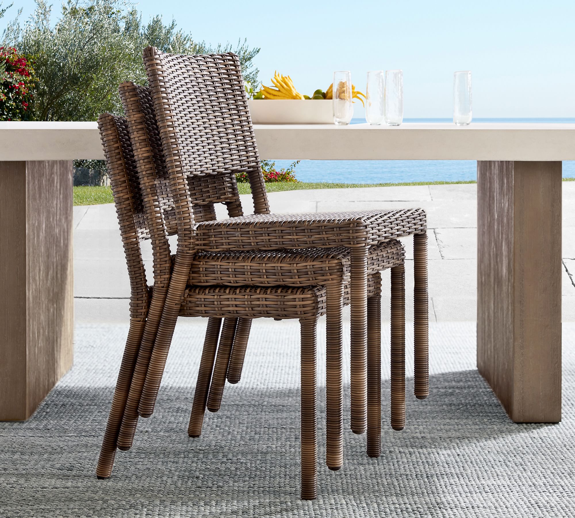 Open Box: Torrey Indoor/Outdoor All-Weather Wicker Stackable Dining Chair