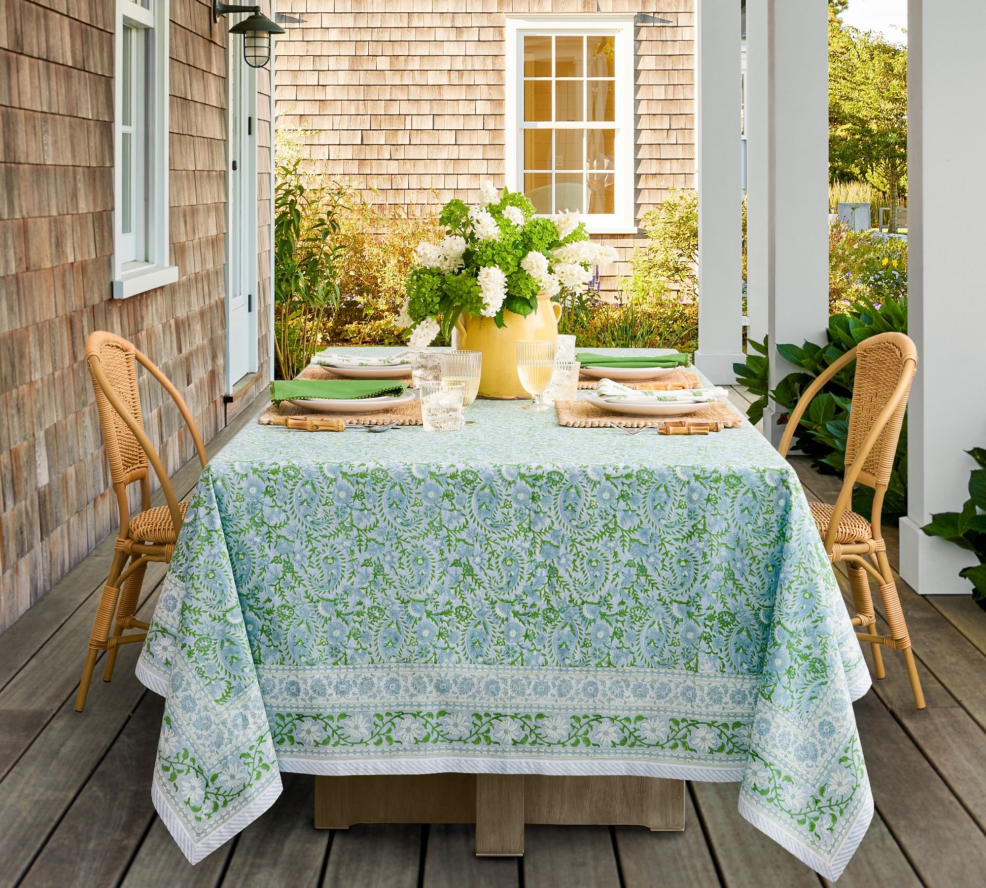 Keaton Paisley Block Print Tablecloth