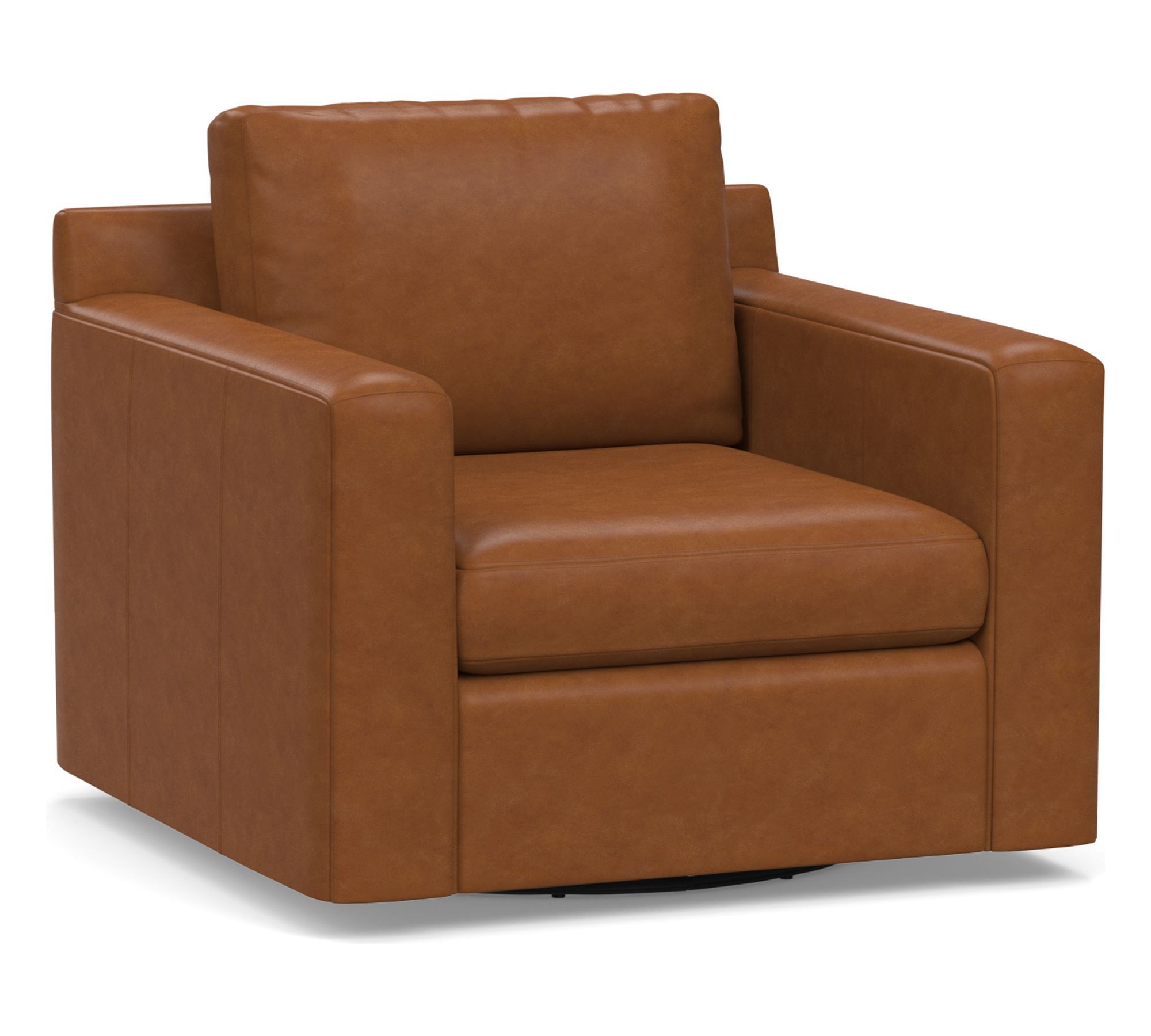 Shasta Square Arm Leather Swivel Chair