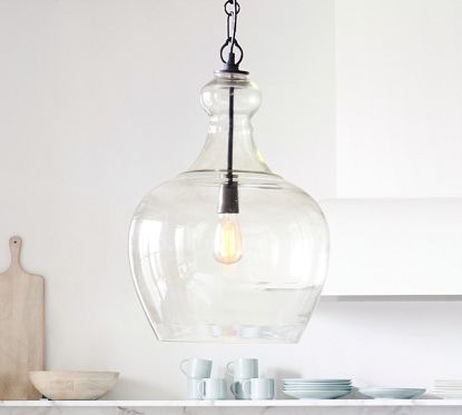 Oversized glass outlet pendant