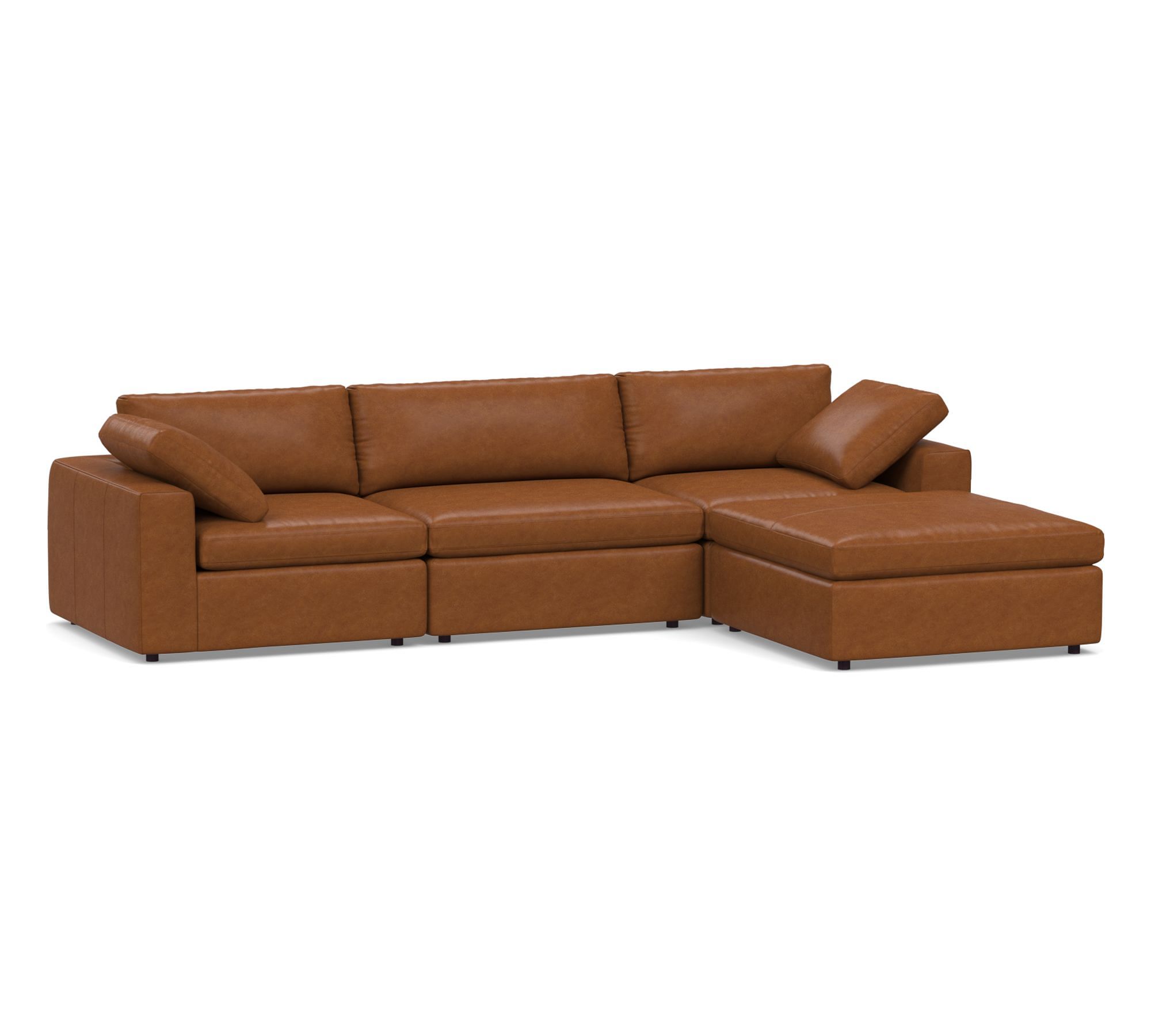 Dream Wide Arm Leather Modular Chaise Sectional (130"–173")