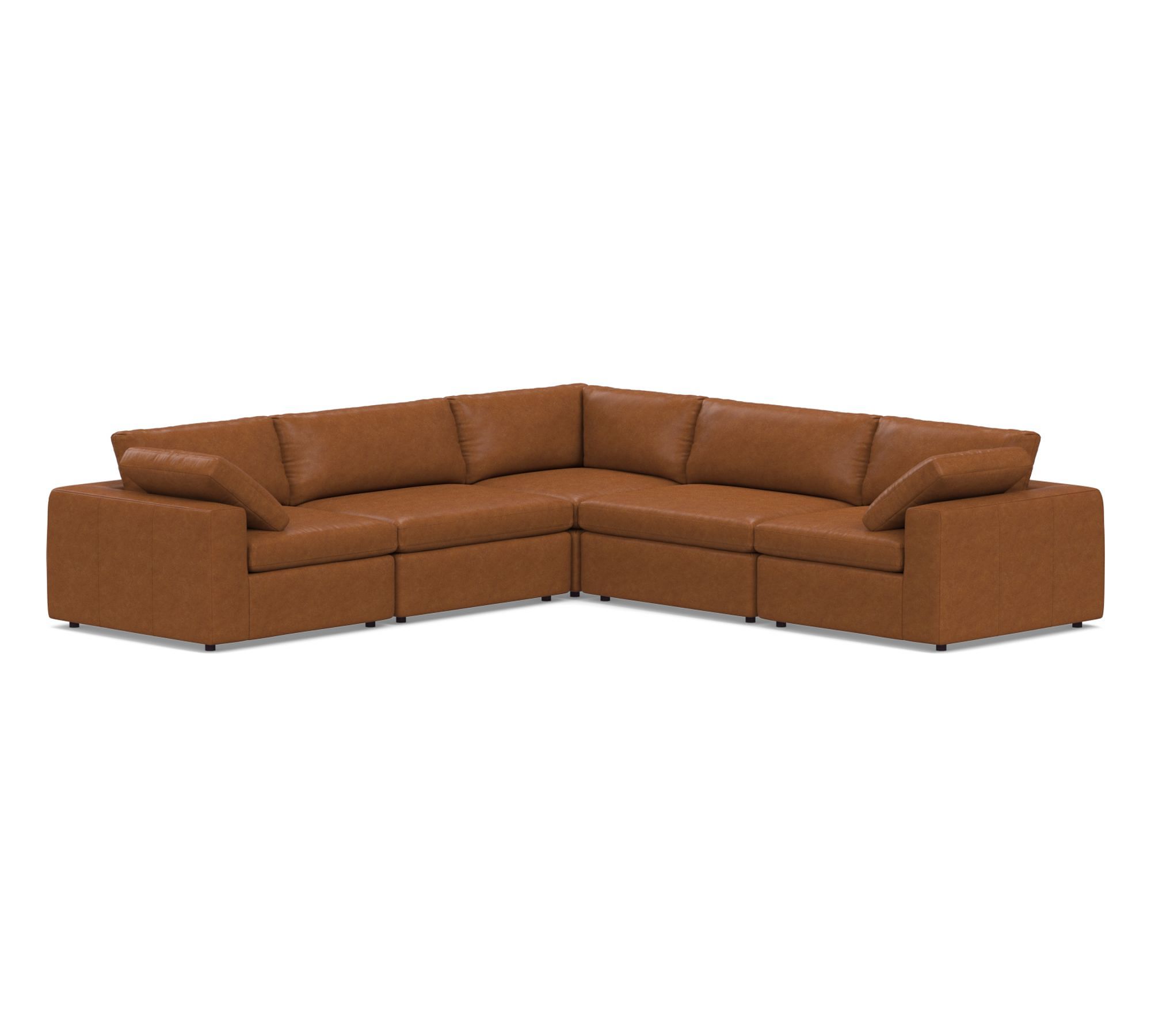 Dream Wide Arm Leather Modular L-Shaped Sectional (130")