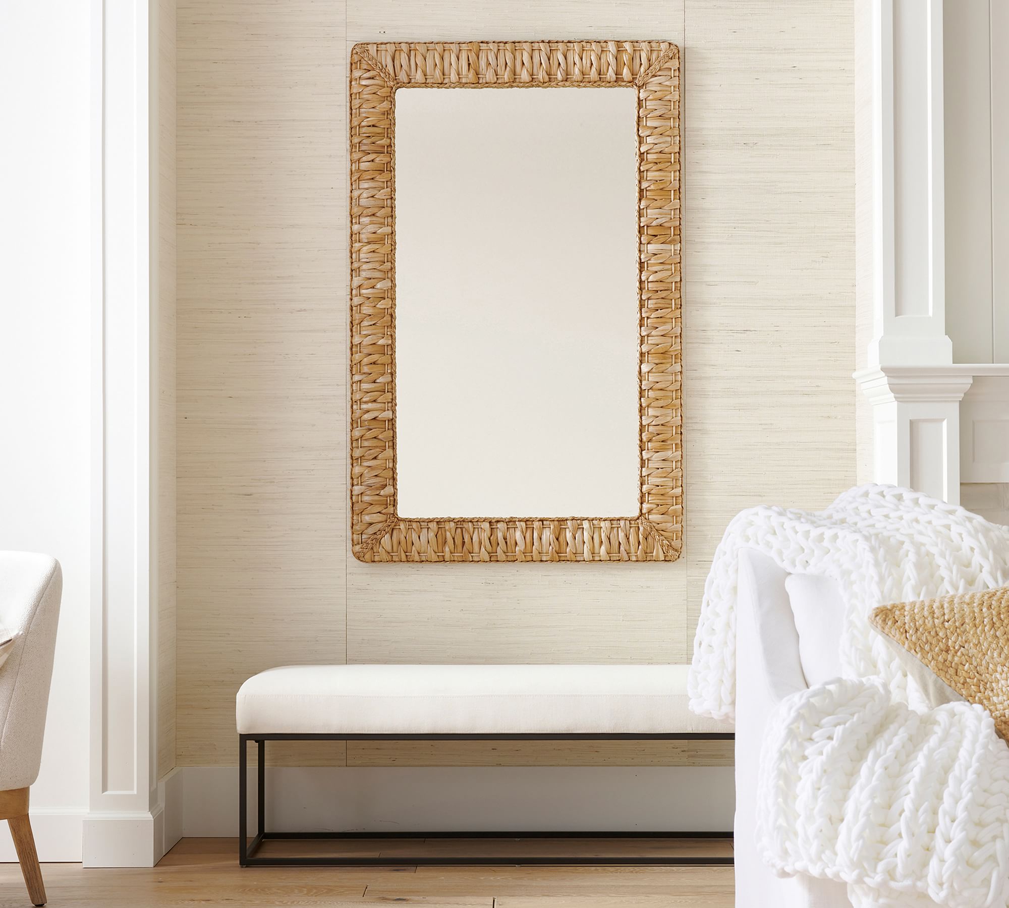 Mallorca Handwoven Seagrass Rectangular Wall Mirror