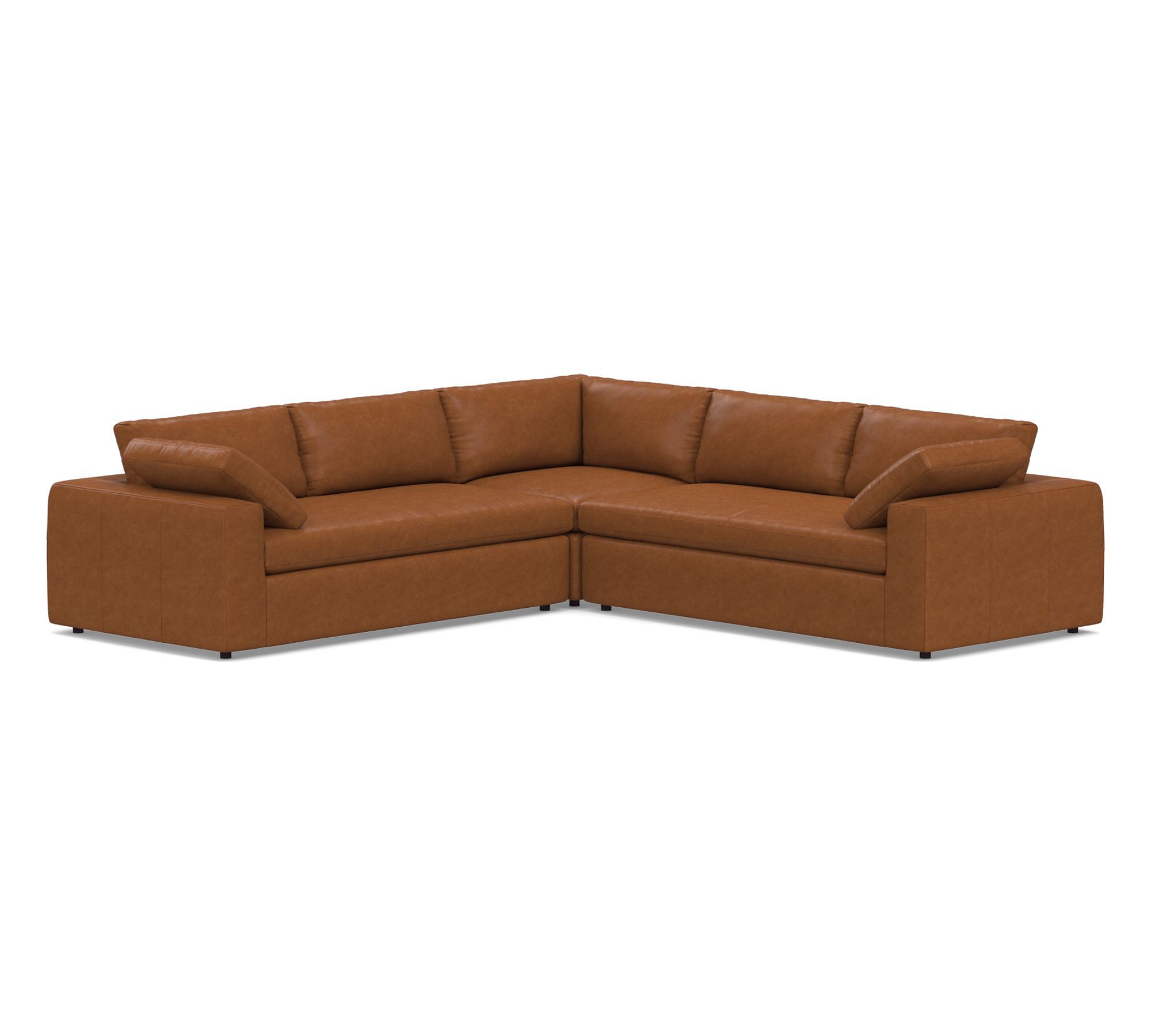 Dream Wide Arm Leather 3-Piece L-Shaped Sectional (120")