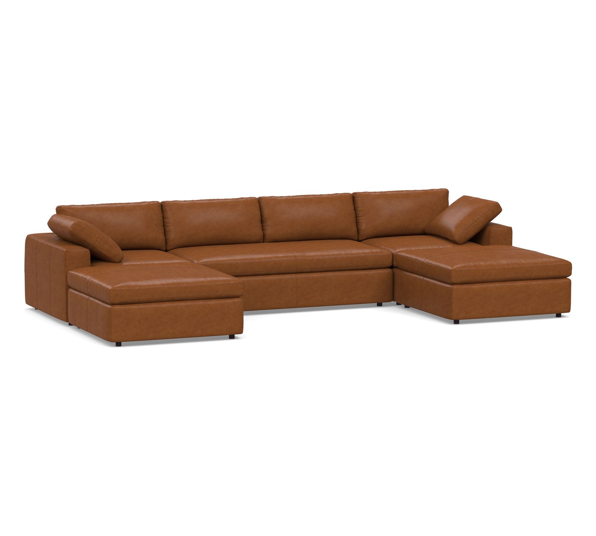Dream Wide Arm Leather Modular Double Chaise Sectional (155")