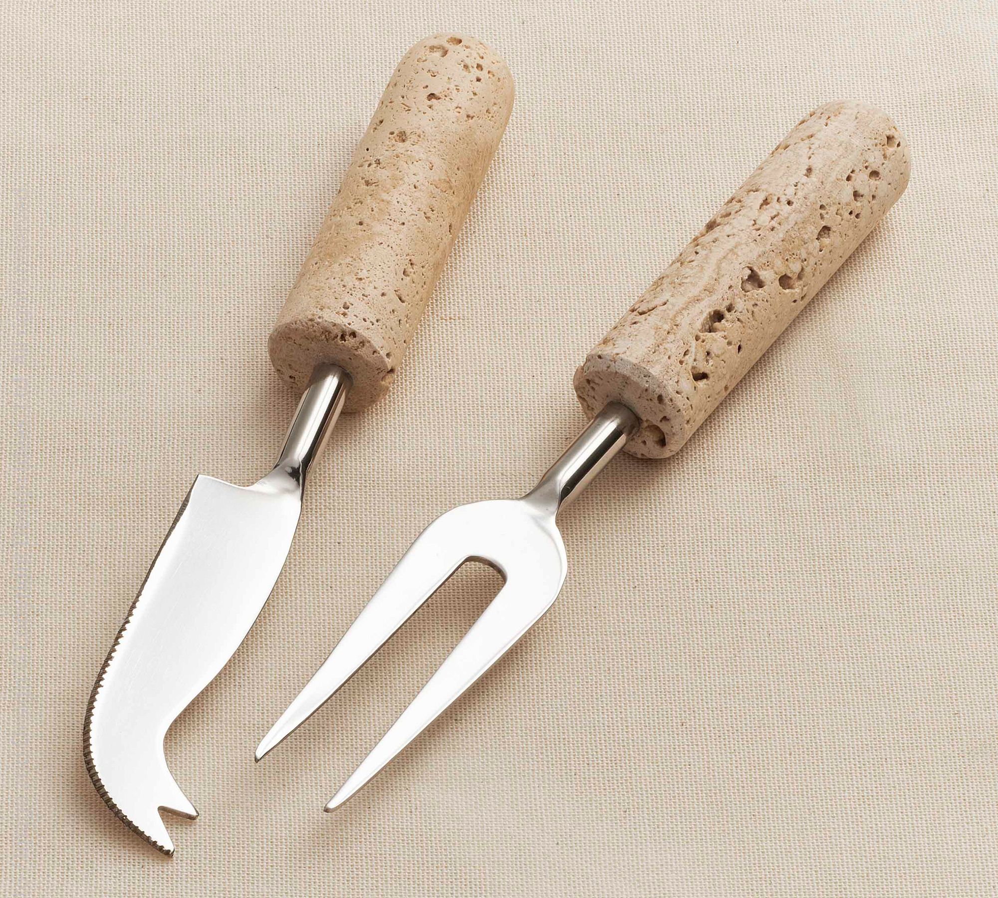 Margot Handcrafted Travertine Cheese Knives - Set of 2