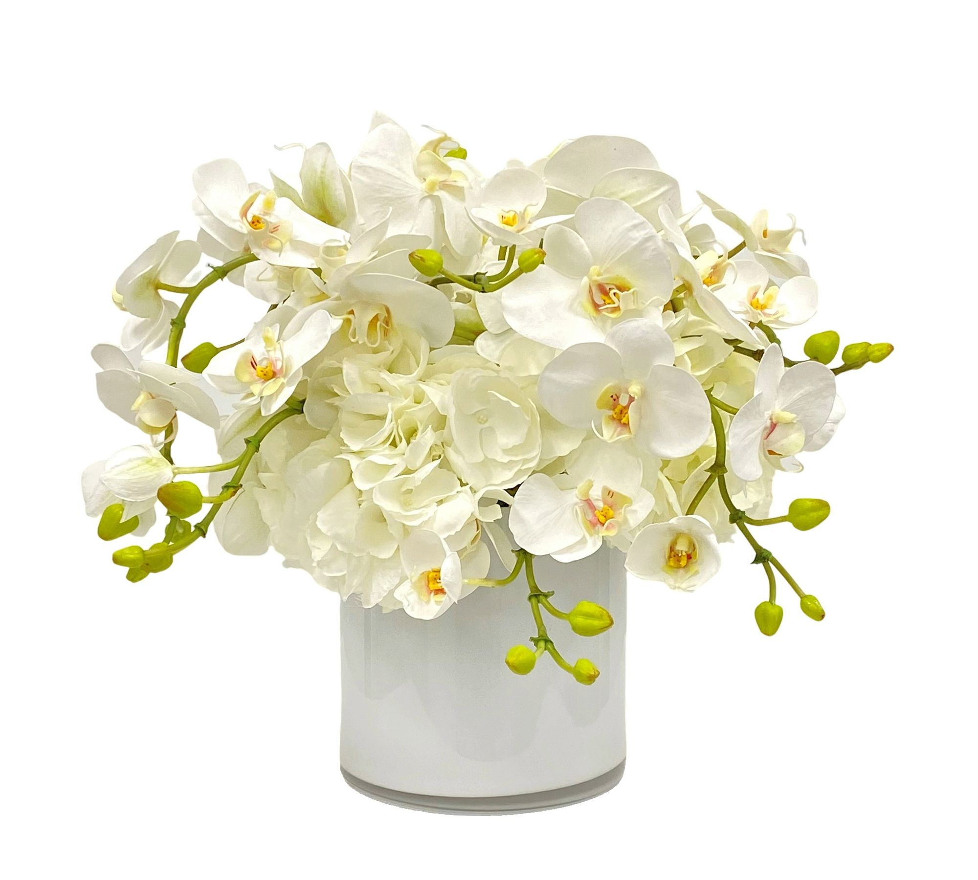 Faux Orchid Hydrangea In Cylinder Vase