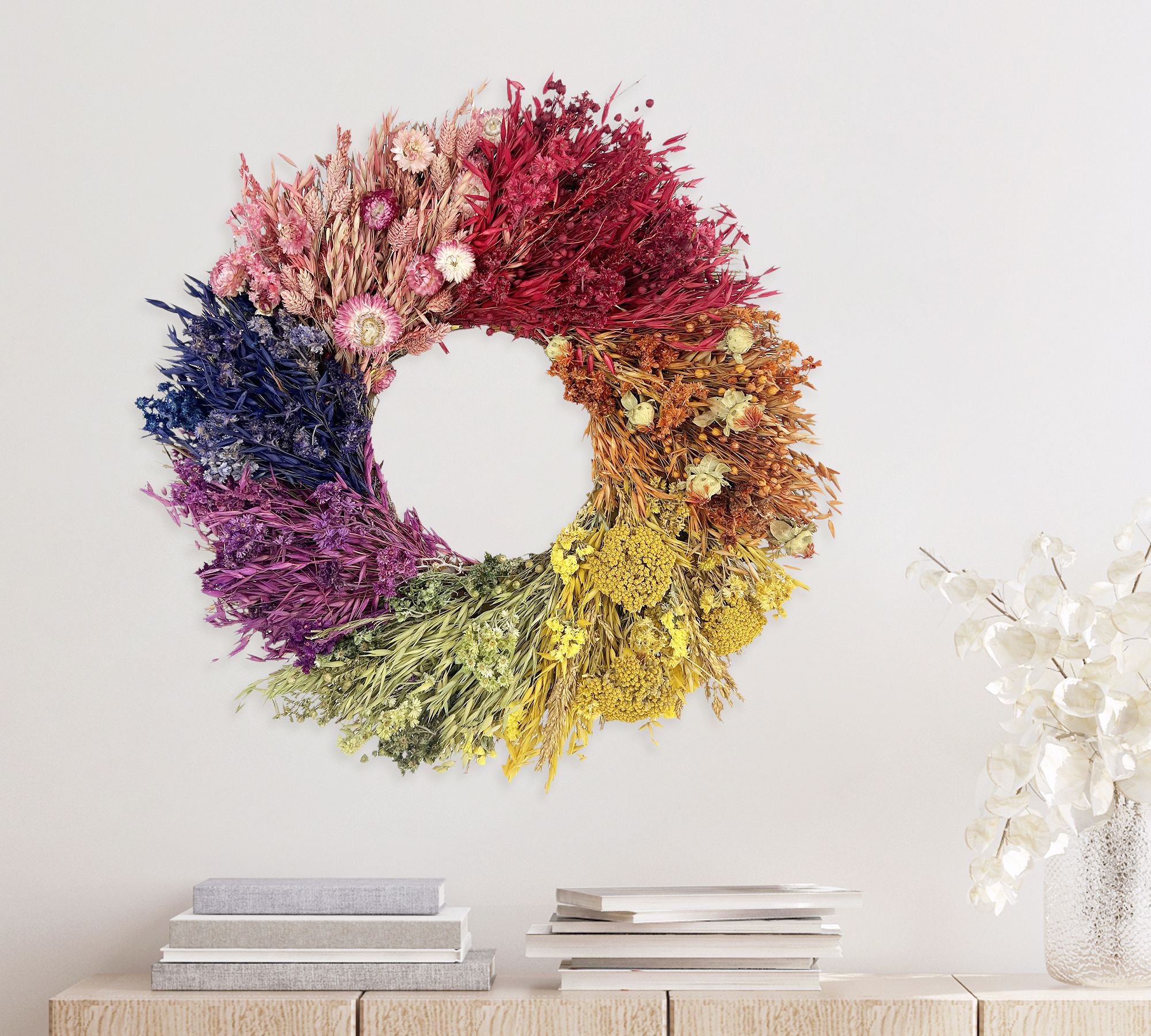 Dried Rainbow Radiance Wreath