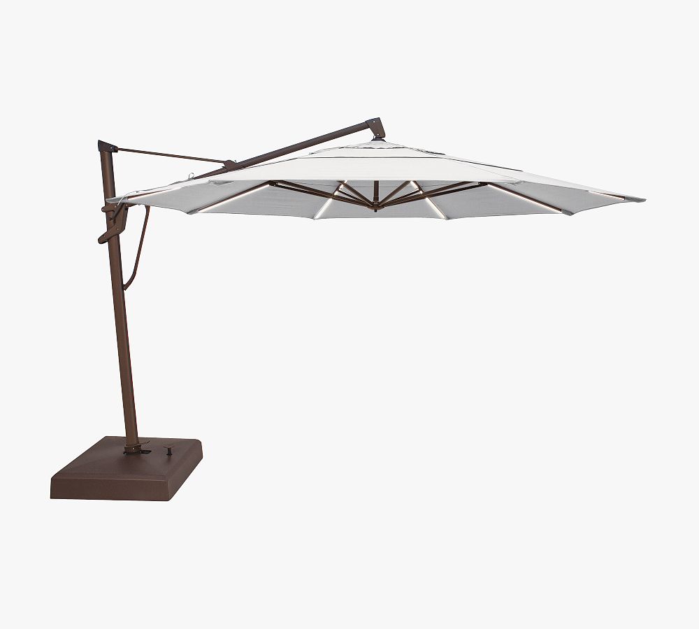 13' Round Carmela Cantilever LED Outdoor Patio Umbrella with Base