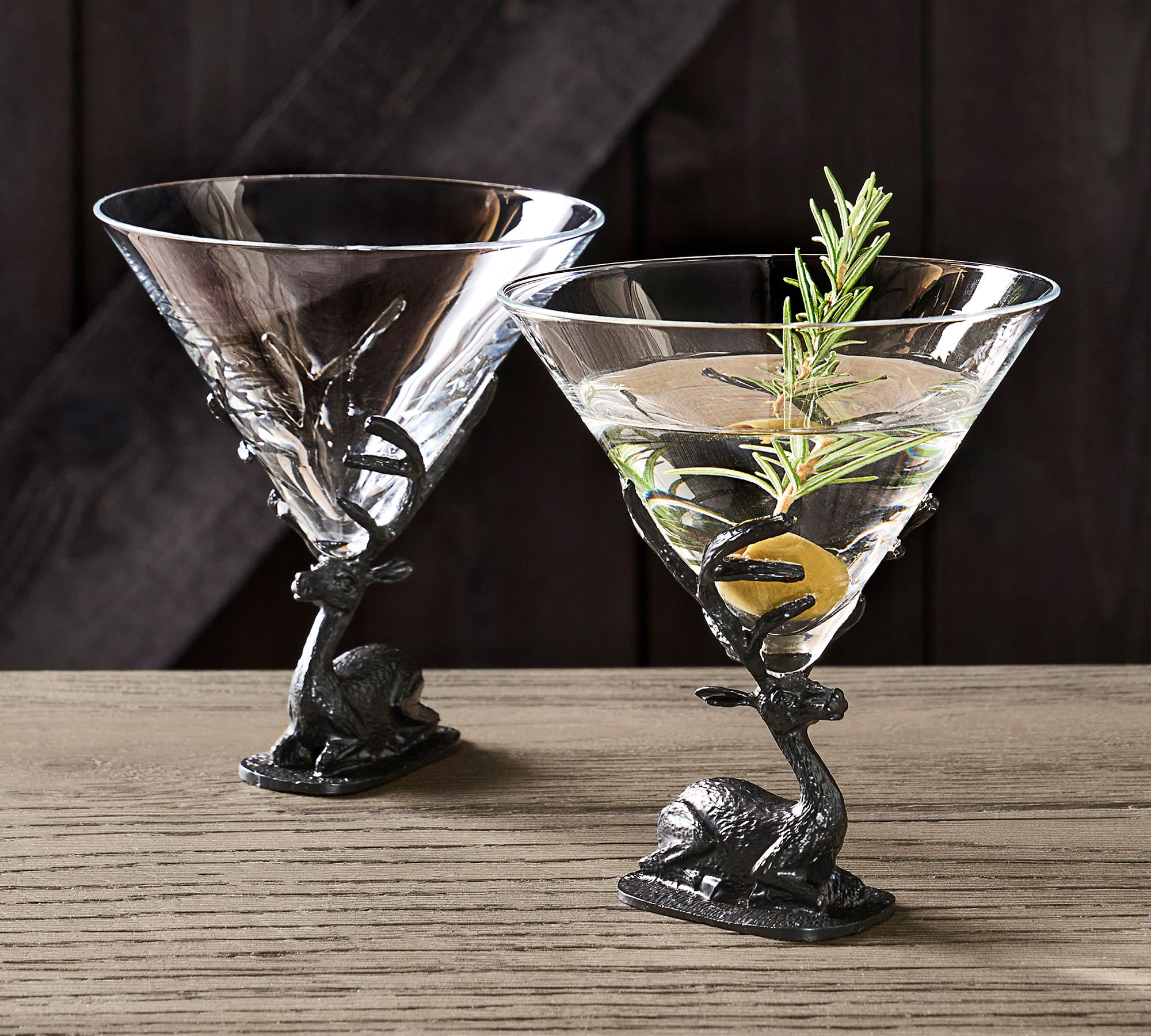 Figural Stag Martini Glasses - Set of 2